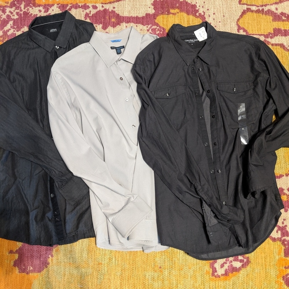 3 men's XL dress shirts. Calvin Klein NWT